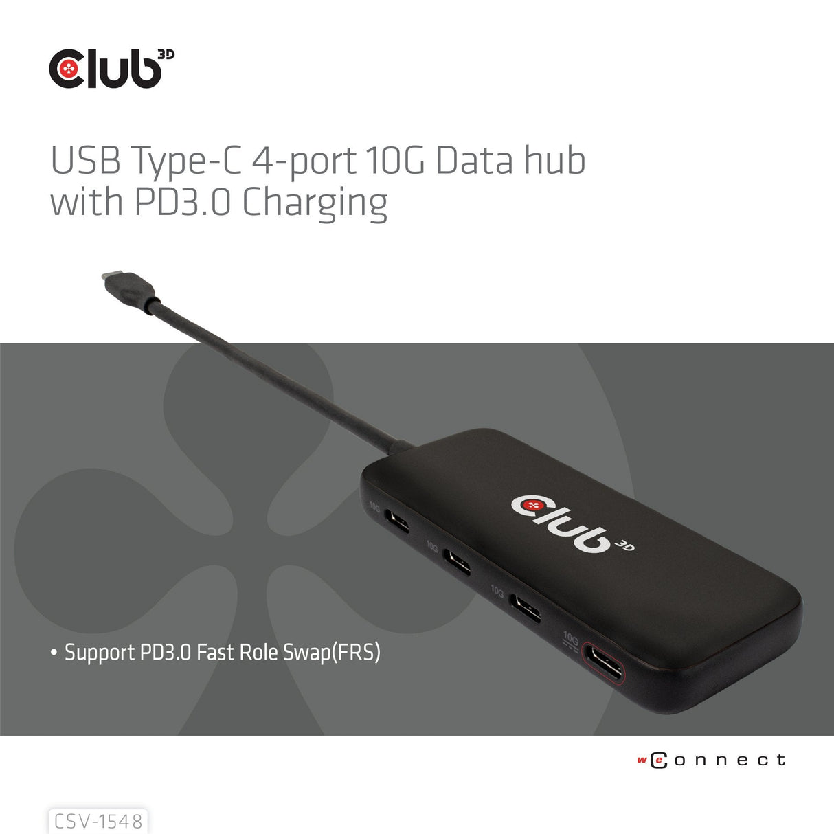 Club3d Usb-Hub Typ C > 4x Usb Typ C 10gbps + 100w Pd M H Retail