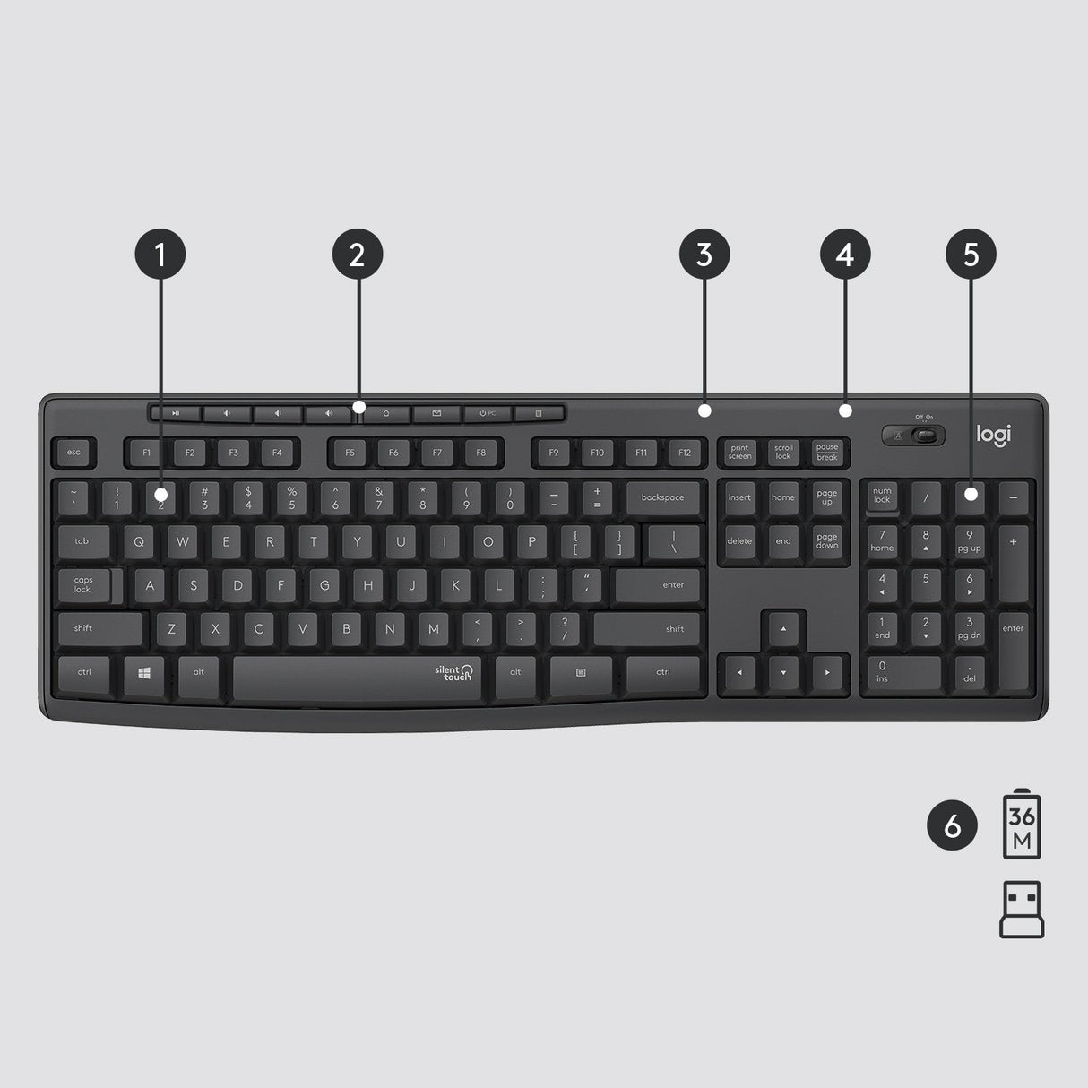Teclado Ingles + Ratón Logitech Mk295 Usb Qwerty Internacional Ee.Uu. Grafito