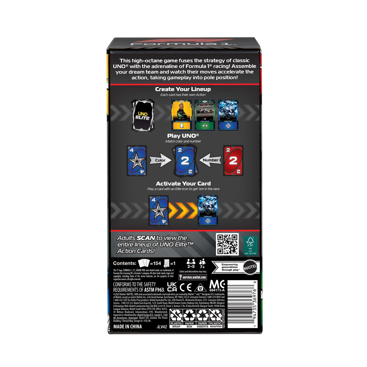 EAN 0194735369768 - Mattel Games JLV42 juego de tablero UNO Elite Formula 1 2025 Perder las cartas imagen 6