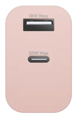 Dbramante1928 Re-Charge Adaptador De Corriente 20 Vatios 2 Conectores De Salida (Usb-C Usb) Rosa Europa