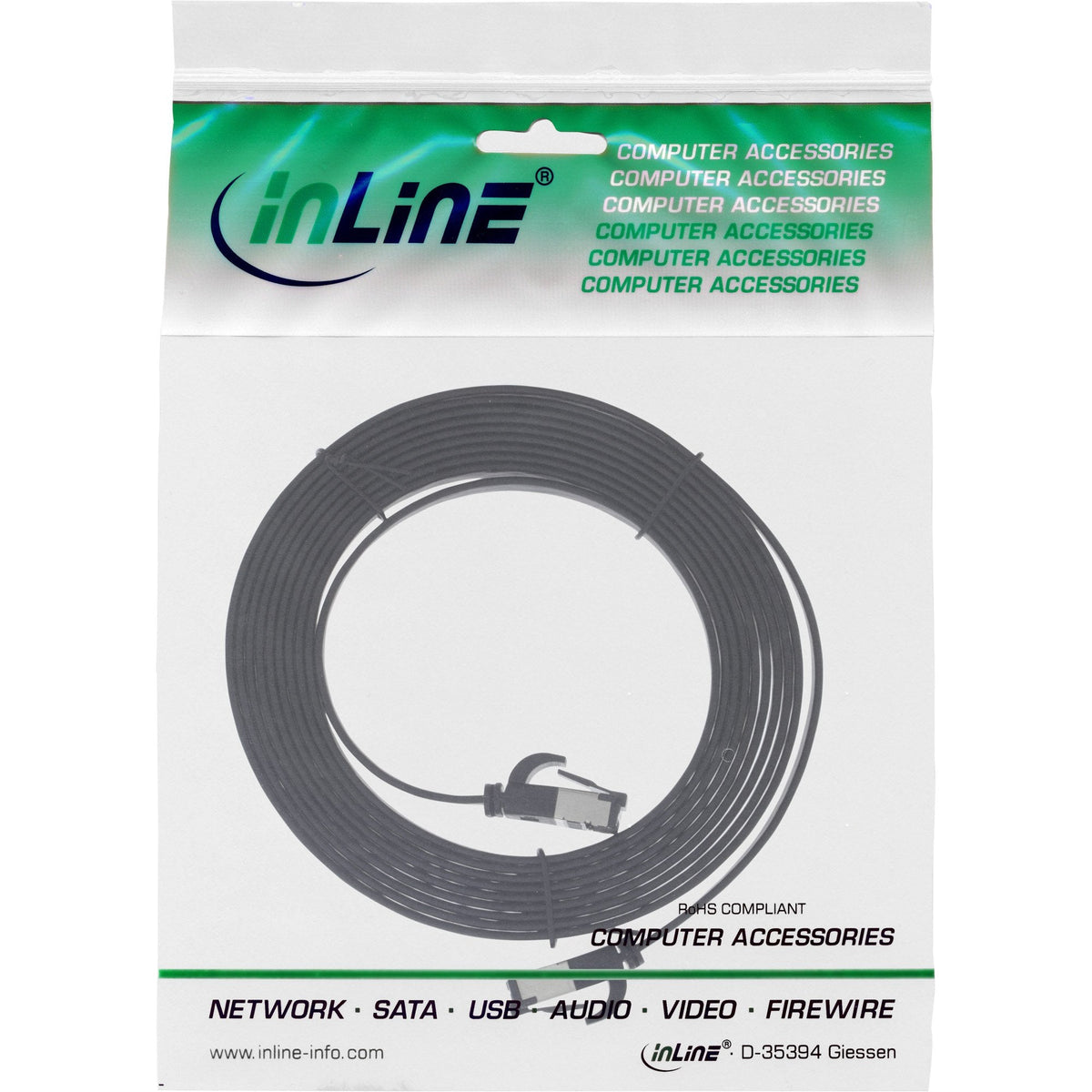 Cable De Red Plano Inline, U/Ftp, Cat.8.1, Tpe Libre De Halógenos, Negro, 3m