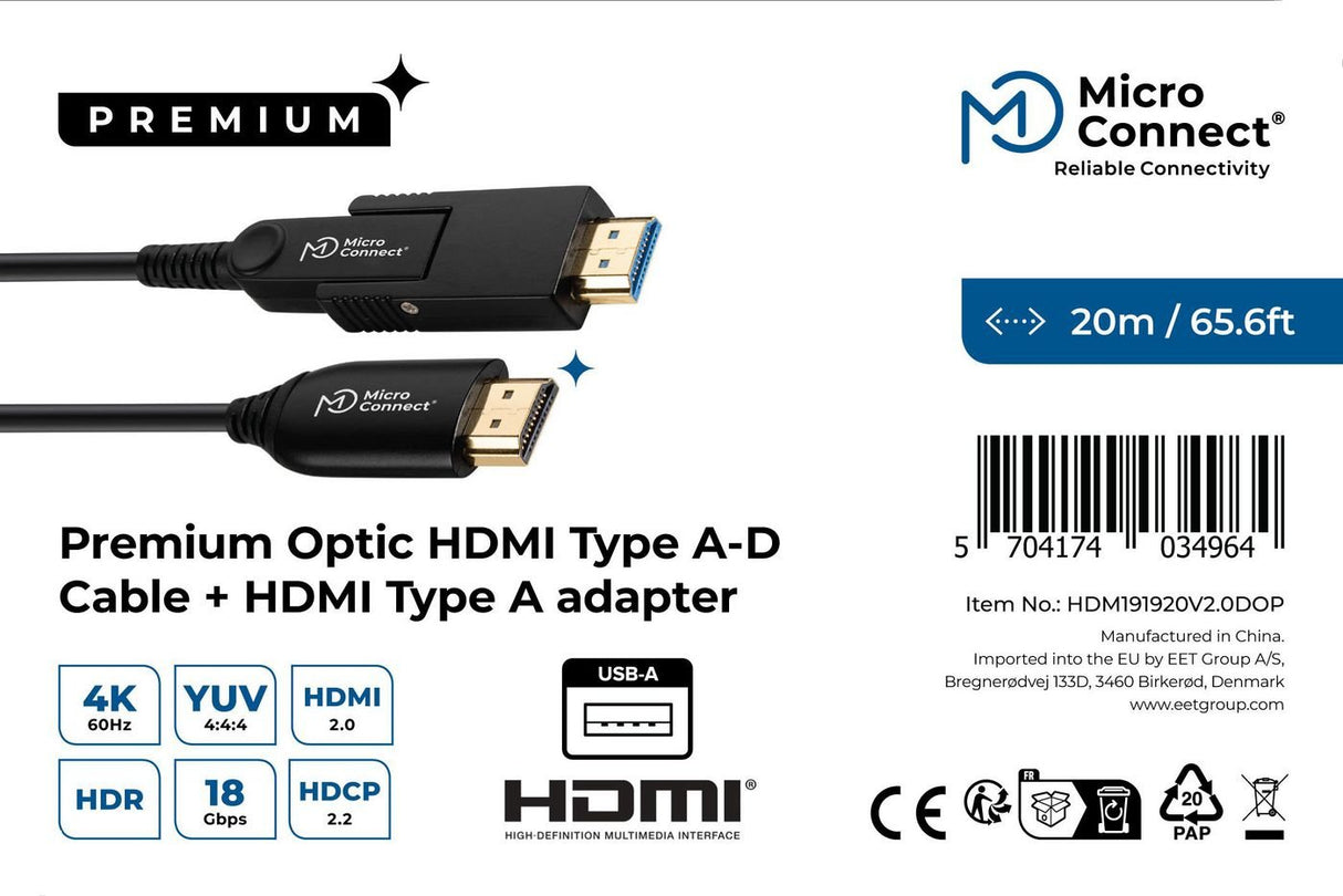 EAN 5704174034964 - Microconnect HDM191920V2.0DOP cable HDMI 20 m HDMI tipo A (Estándar) Negro imagen 3
