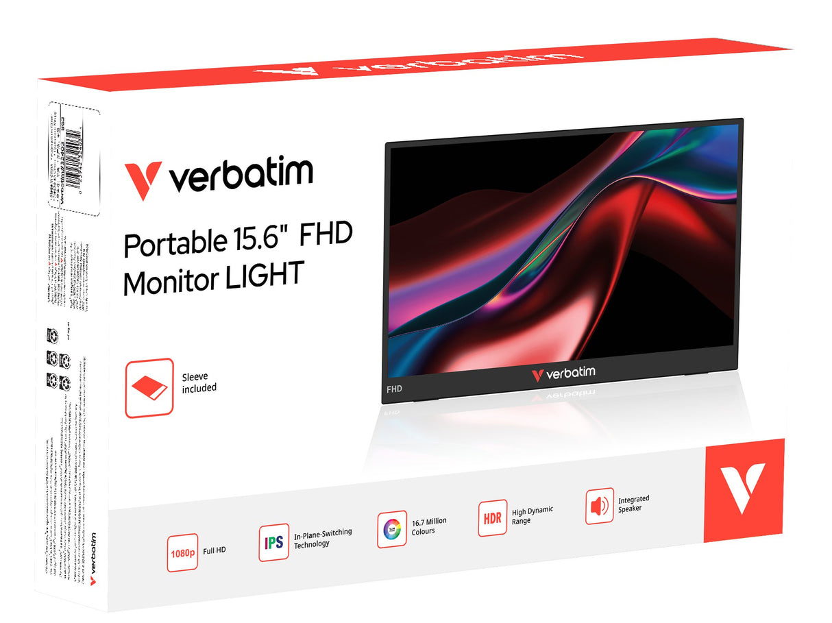 EAN 23942324010 - Verbatim Portable 15.6" FHD Monitor LIGHT Monitor portátil Negro 39,6 cm (15.6") LCD 1920 x 1080 Pixeles imagen 6