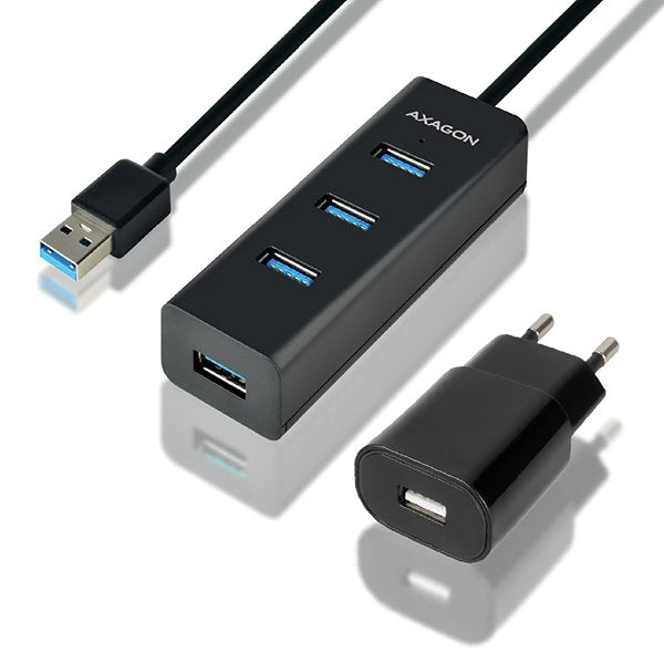Hub Axagon Hue-S2bp Usb-A, 4x Usb 3.0, Alimentación Mrom Externa - 1,2 M, Fuente De Alimentación