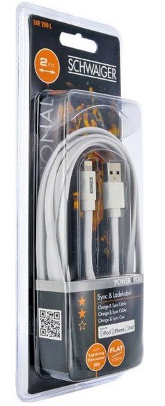 Schwaiger Cable Usb 2.0 Apple Lightning 2,0m Flachkabel Weiss