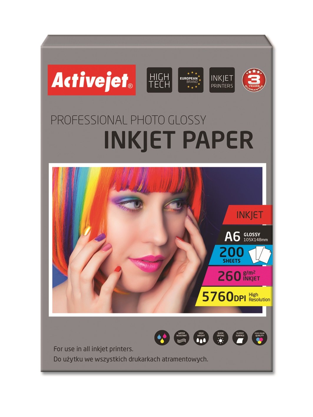 Papel Fotográfico Activejet Ap6-260gr200 (A6 - 200 Uds.)
