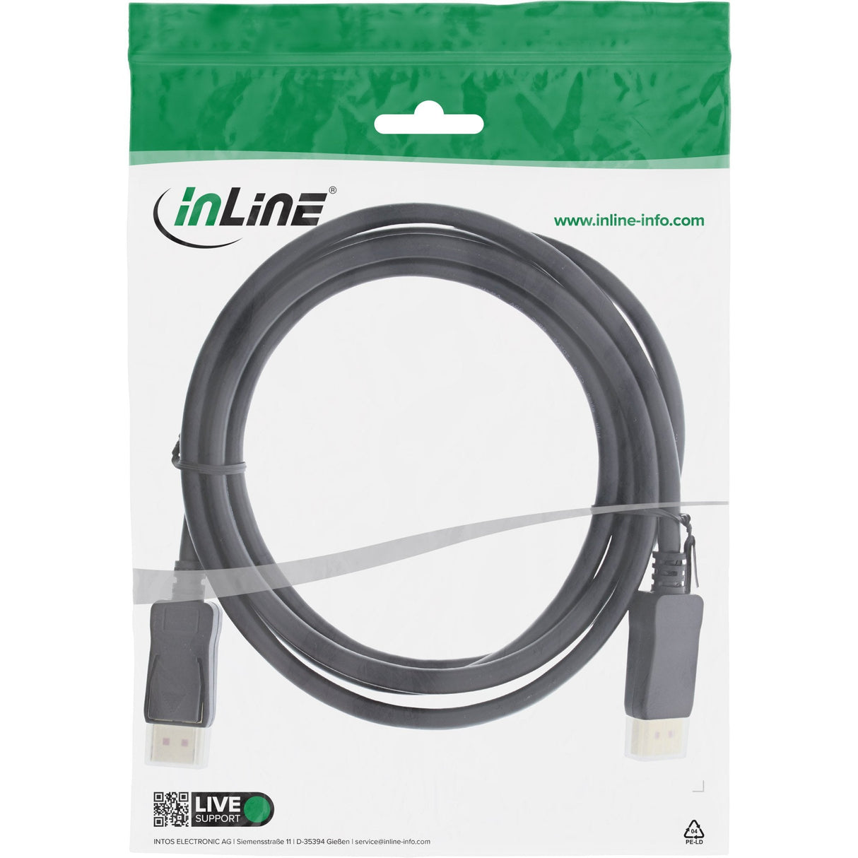 Inline® Displayport 1.4 Cable, Negro, Gold-Plated Contacts, 3m