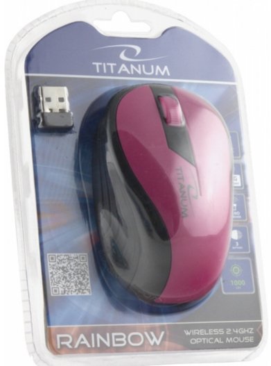 Titanum Tm114p Rainbow - Ratón Óptico Inalámbrico 3d 2.4 Ghz 1000 Dpi 3d Rosa