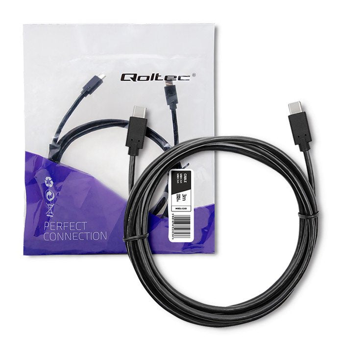 Qoltec 52353 Cable Usb 3.1 Tipo C -> Tipo C 3m Negro