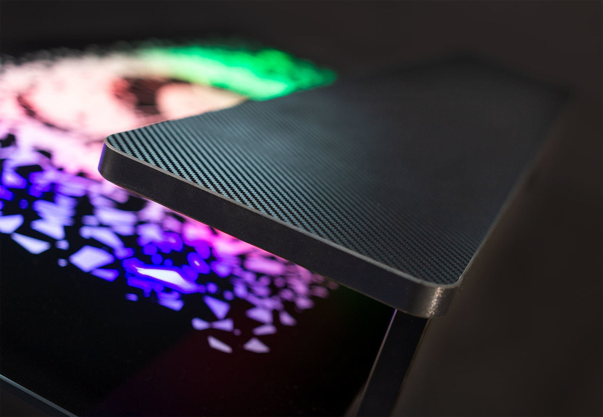 Talius Mesa Gaming Warship X1 Con Iluminacion Led Rgb - Tablero De Cristal Templado 120x60cm - Mando En El Cable - Patas De Acero - Hasta 60kg - Color Negro