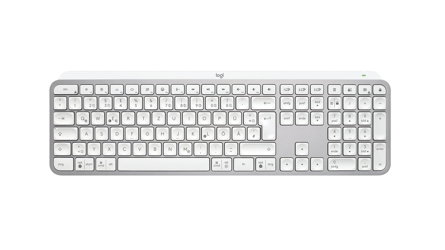 Teclado Alemán Logitech Mx Keys S Rf Wireless + Bluetooth Qwertz Aluminio, Blanco