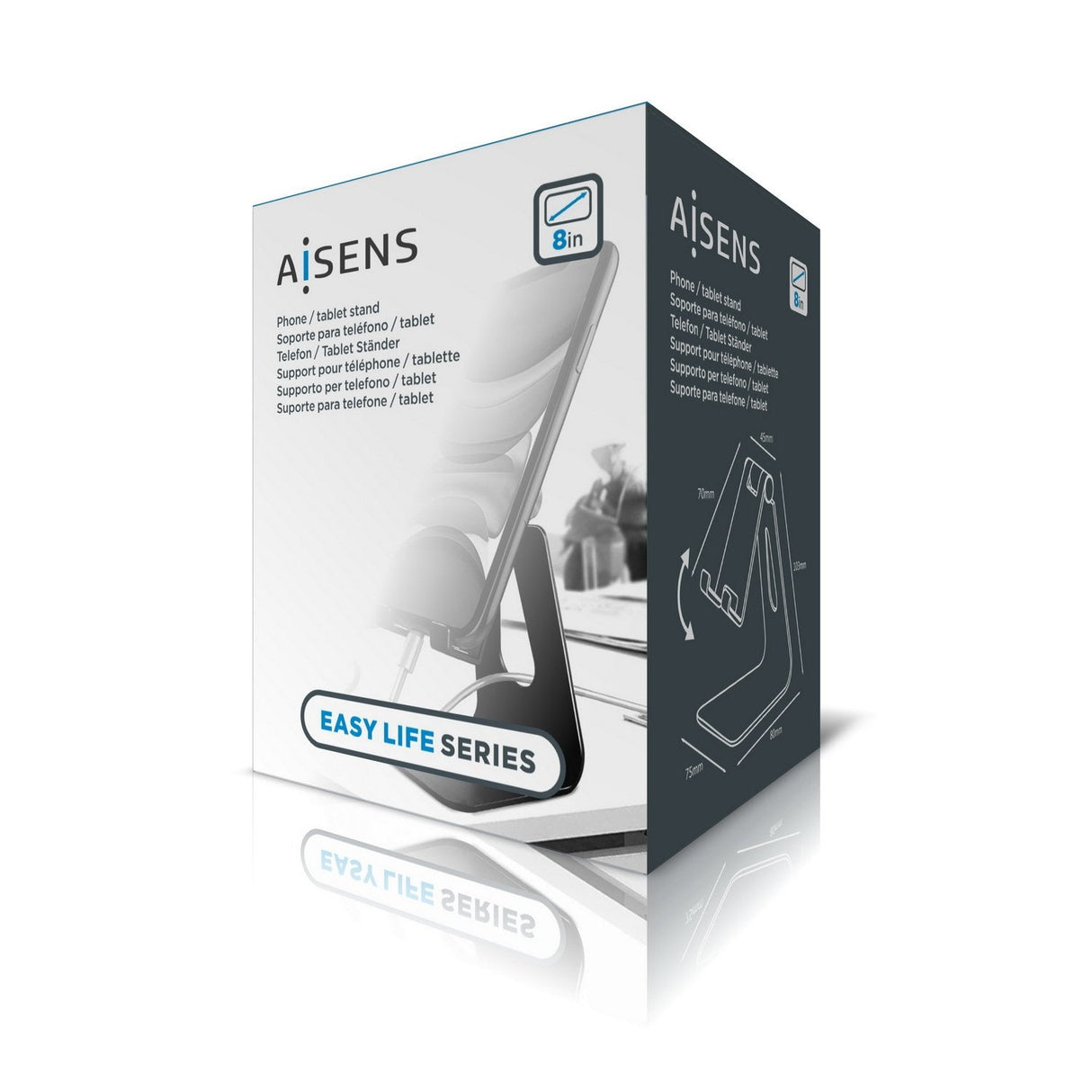 Aisens Soporte Tablet Smartphone Sobremesa M Ajustable (1 Pivote)Aisens Plata Ms1pm-081