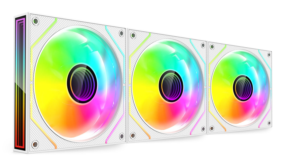 Kit 3 Ventiladores Auxiliar Mf-3d Pro Blanco Mars Gaming 3x Ventiladores 120mm / Argb / Control Remoto / Hasta 1600 Rpm