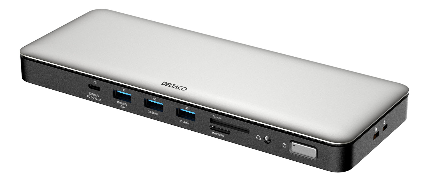 Deltaco Usb-C Dockingstation 2xhdmi/Dp/Usb/Rj45/Sd 96w