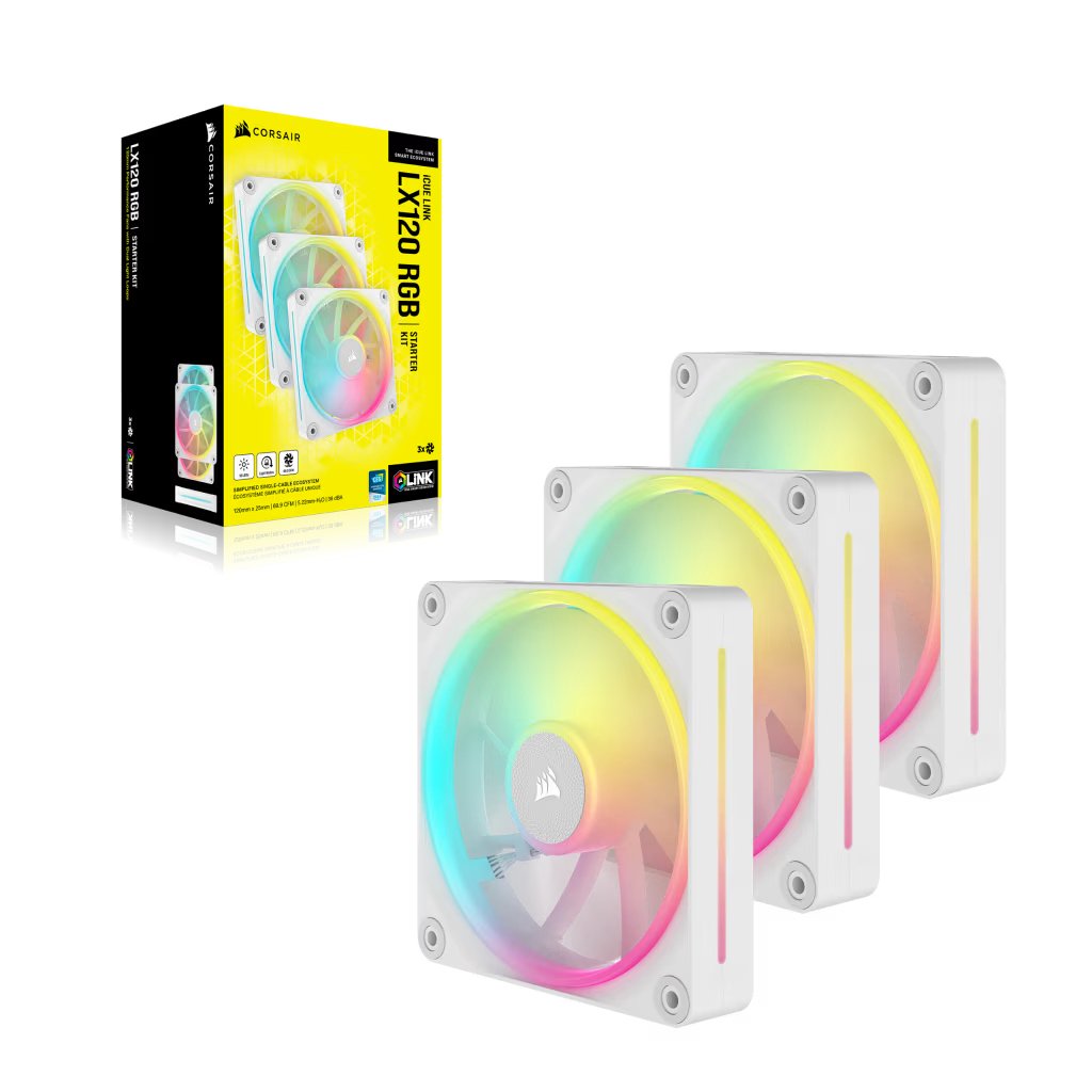 EAN 0840006682936 - Corsair iCUE LINK LX120 RGB Carcasa del ordenador Ventilador 12 cm Blanco 3 pieza(s) imagen 5