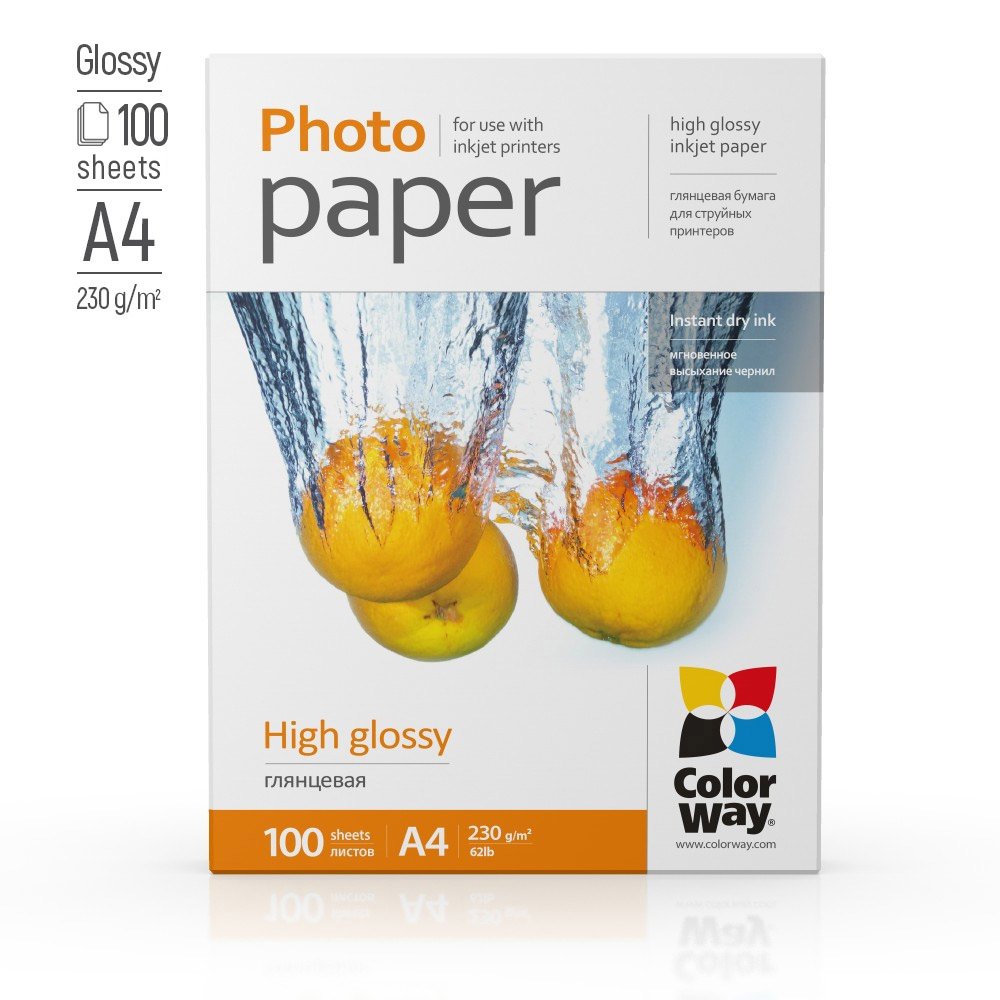 Papel Fotogrã¡Fico De Alto Brillo Colorway, 100 Hojas, A4, 230 G/Mâ²