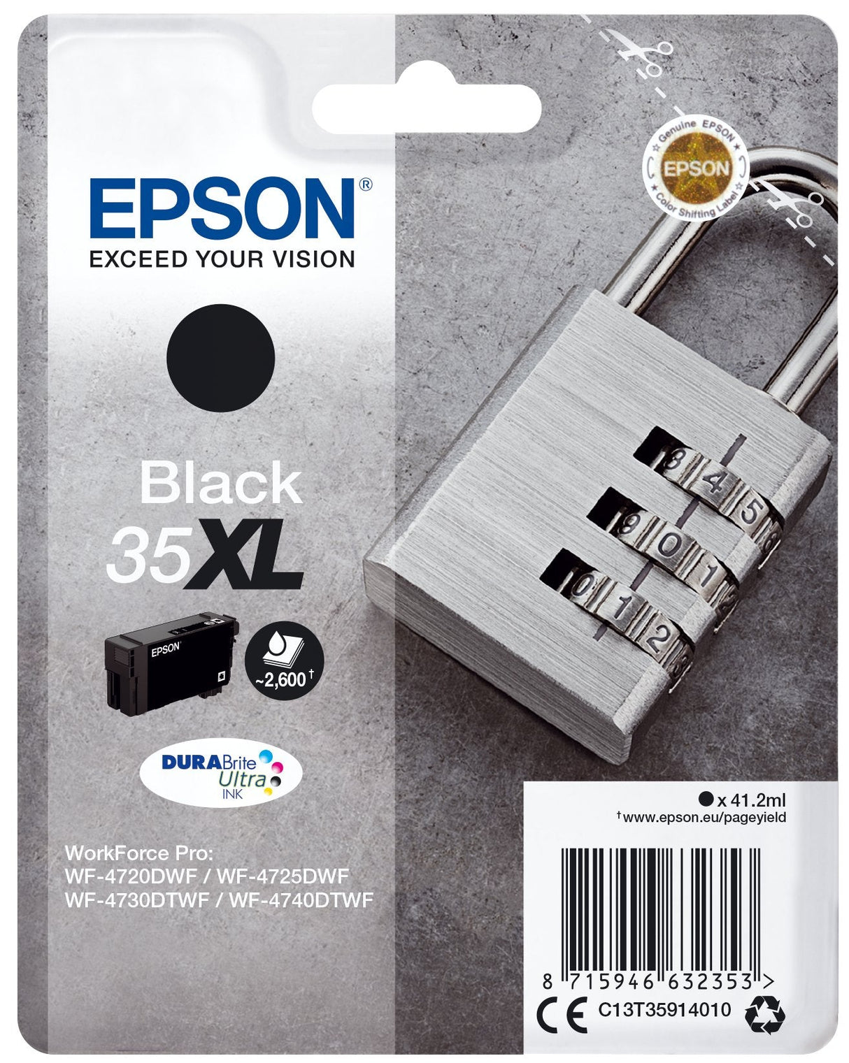 EAN 8715946632353 - Epson Padlock C13T35914010 cartucho de tinta 1 pieza(s) Original Alto rendimiento (XL) Negro imagen 1