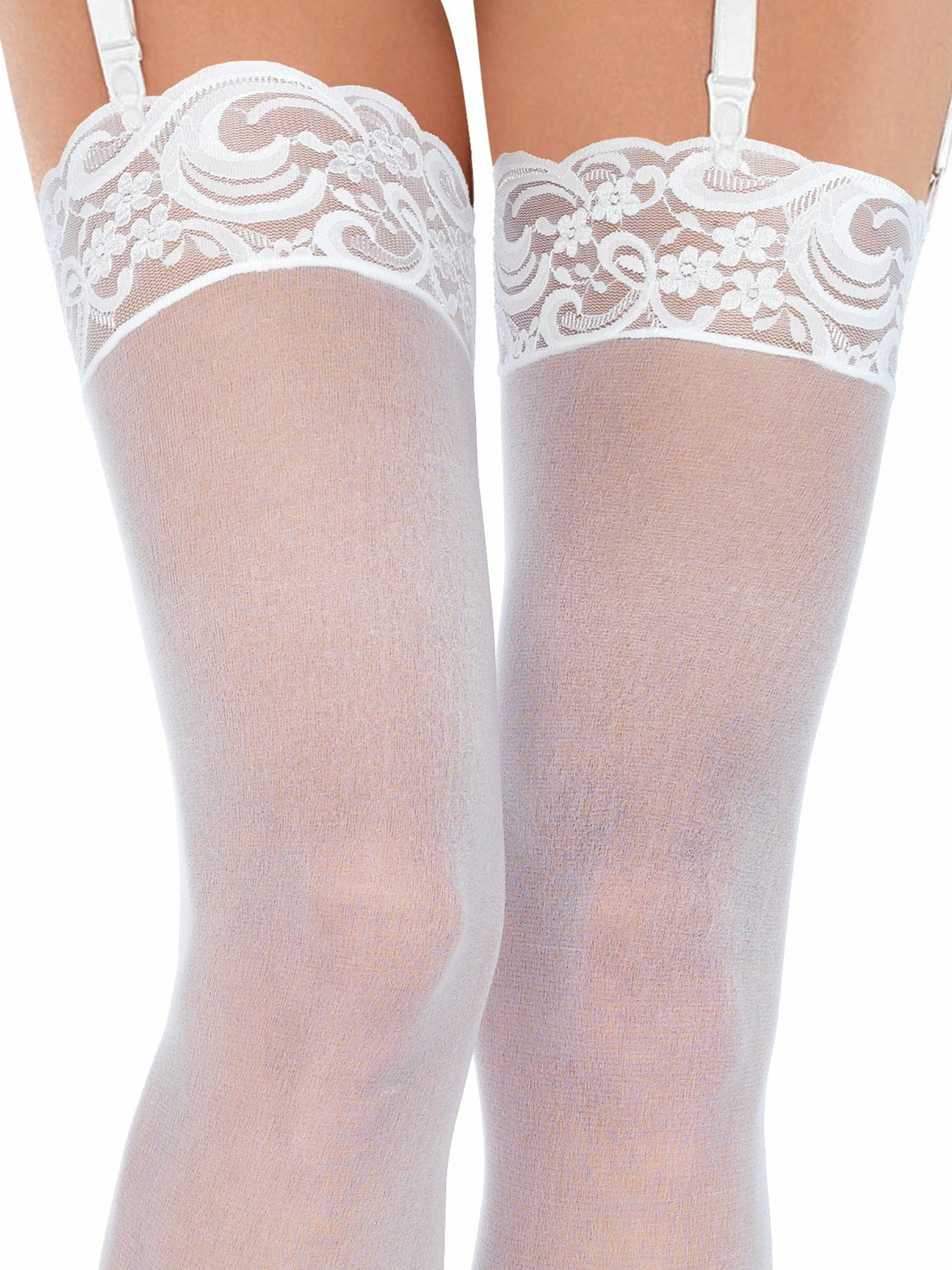 Leg Avenue Medias Blancas Con Encaje Superior