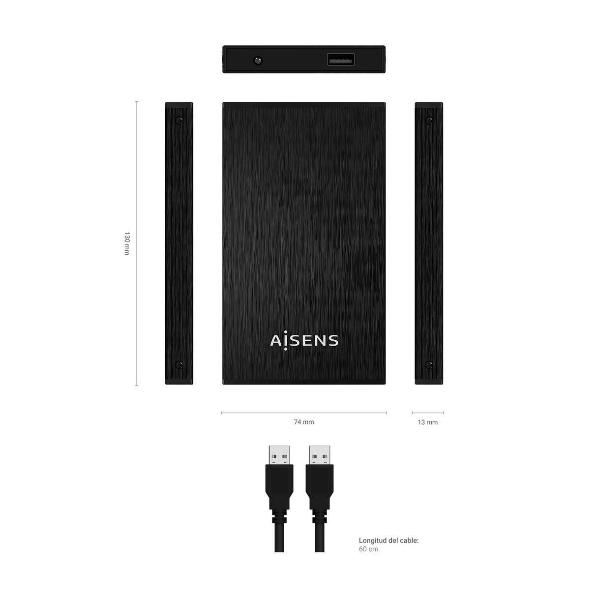 EAN 8436574707618 - AISENS ASE-2523B caja para disco duro externo Caja de disco duro (HDD) Negro 2.5" imagen 3