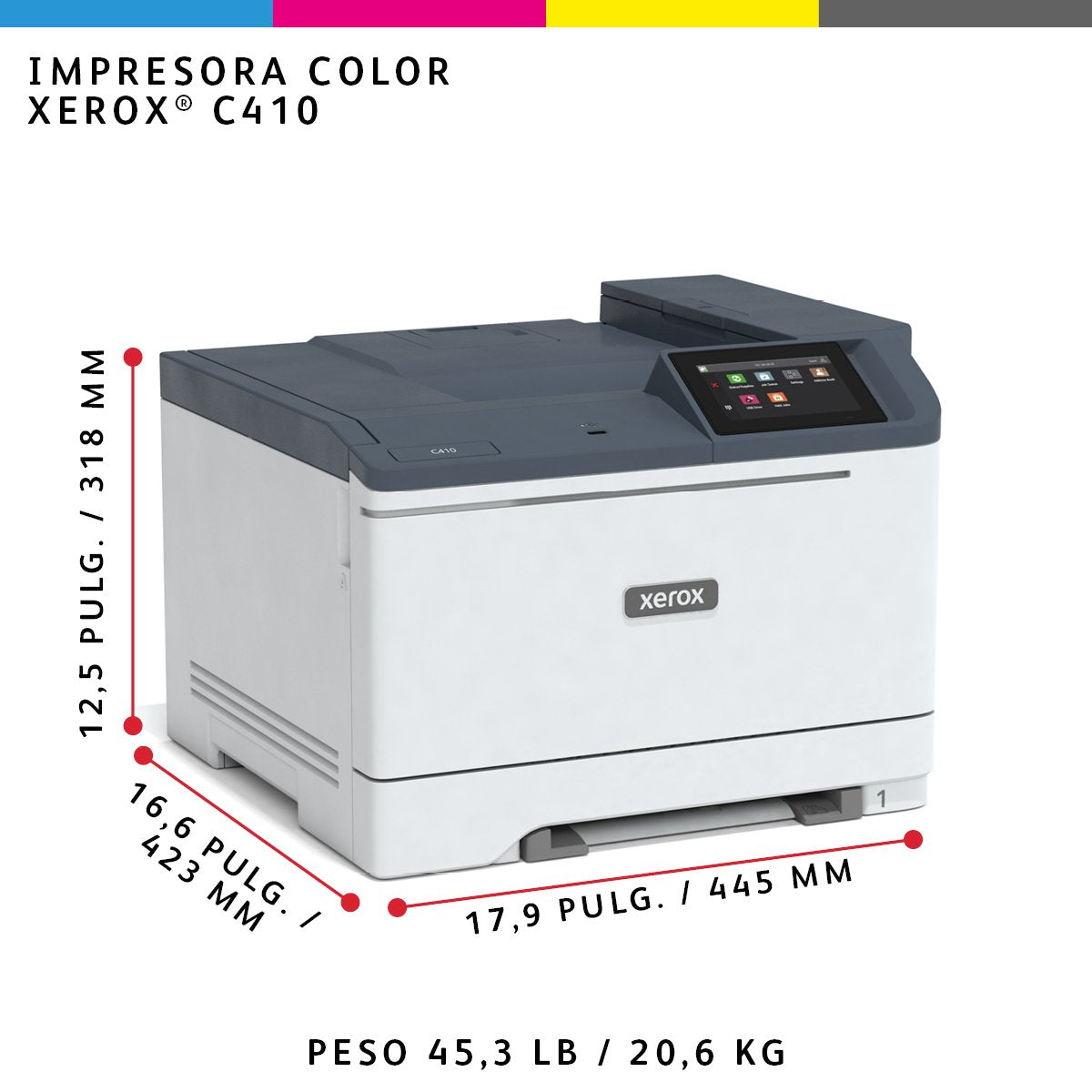 Xerox C410 A4 40 Ppm Impresora A Doble Cara Ps3 Pcl5e/6 2 Bandejas 251 Hojas