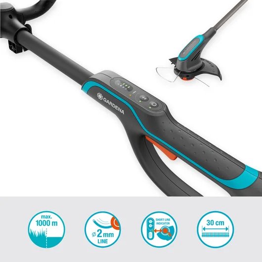 Cortacésped Inalámbrico Gardena Powertrim 30/18v P4a Gris/Turquesa, Batería Li-Ion 4ah, Power For All Alliance 14703-20