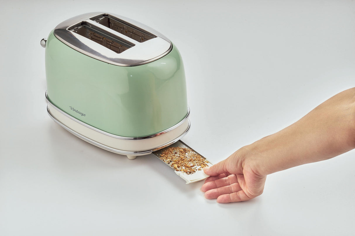 Tostadora Ariete Vintage 155 Verde Claro, 810 Vatios, Para 2 Rebanadas De Pan Tostado 0155gr