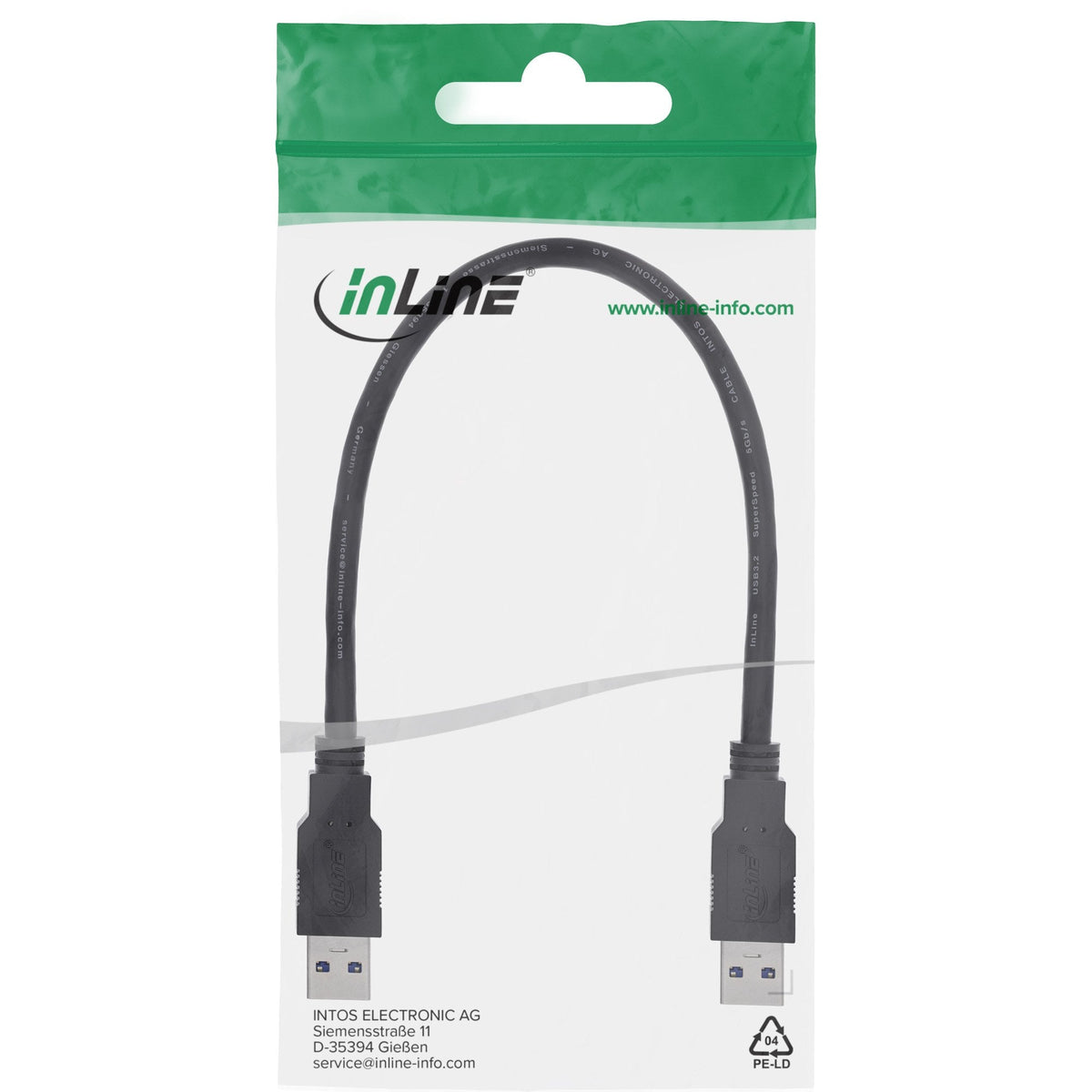 Inline Usb 3.0 Cable Tipo A Macho A A Macho Negro 0.3m