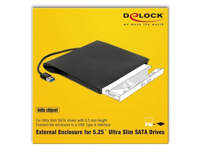 Delock Caja Externa Para Unidad Ultra Slim Sata De 5.25?, 9,5 Mm A Usb Tipo-A Macho