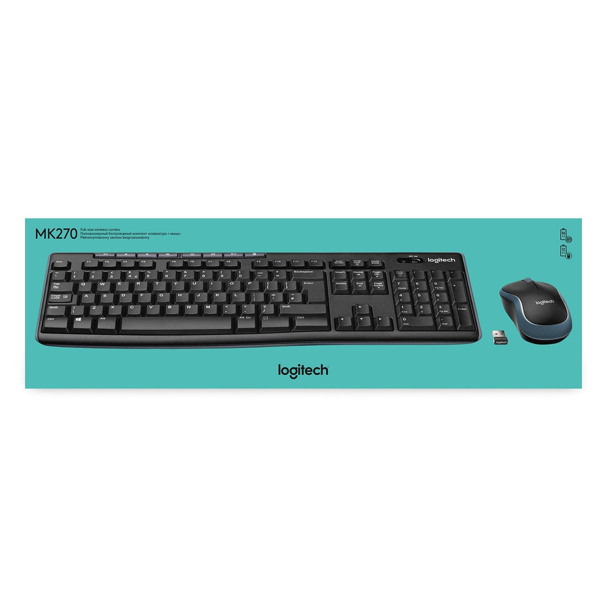 Teclado Belga Logitech Wireless Combo Mk270 Ratón Incluido Usb Azerty Negro