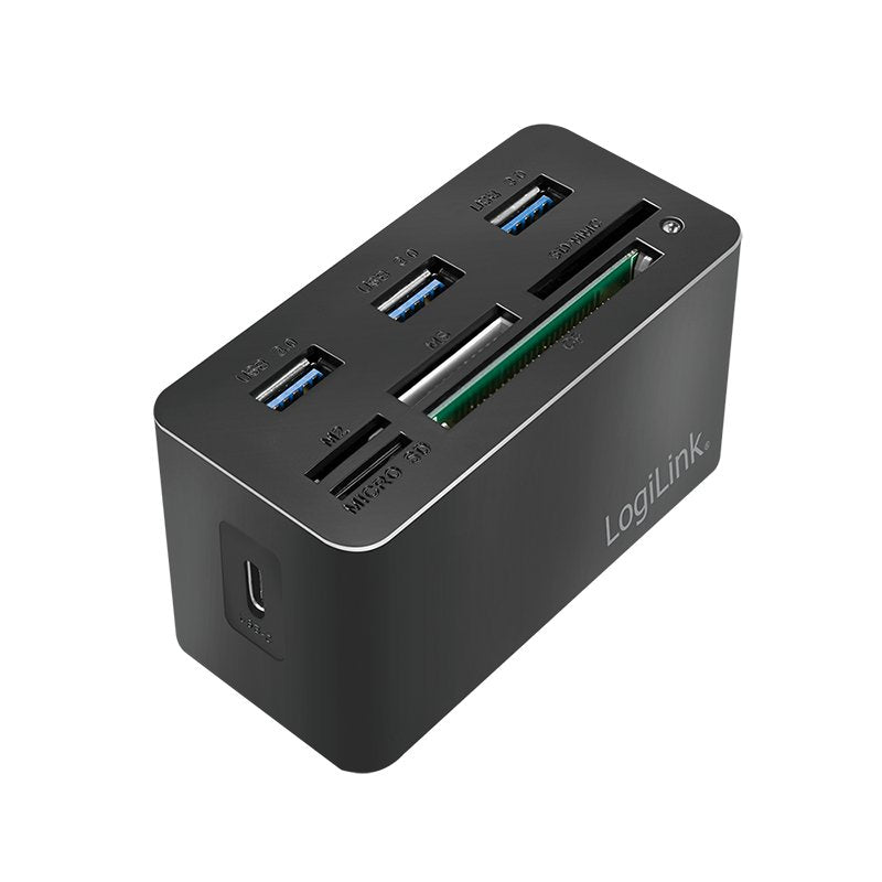 Hub Usb-C Logilink Mini Docking Negro 3xusb3.2/Admite Tarjetas Sd+Microsd+M2+Ms+Cf Cr0046