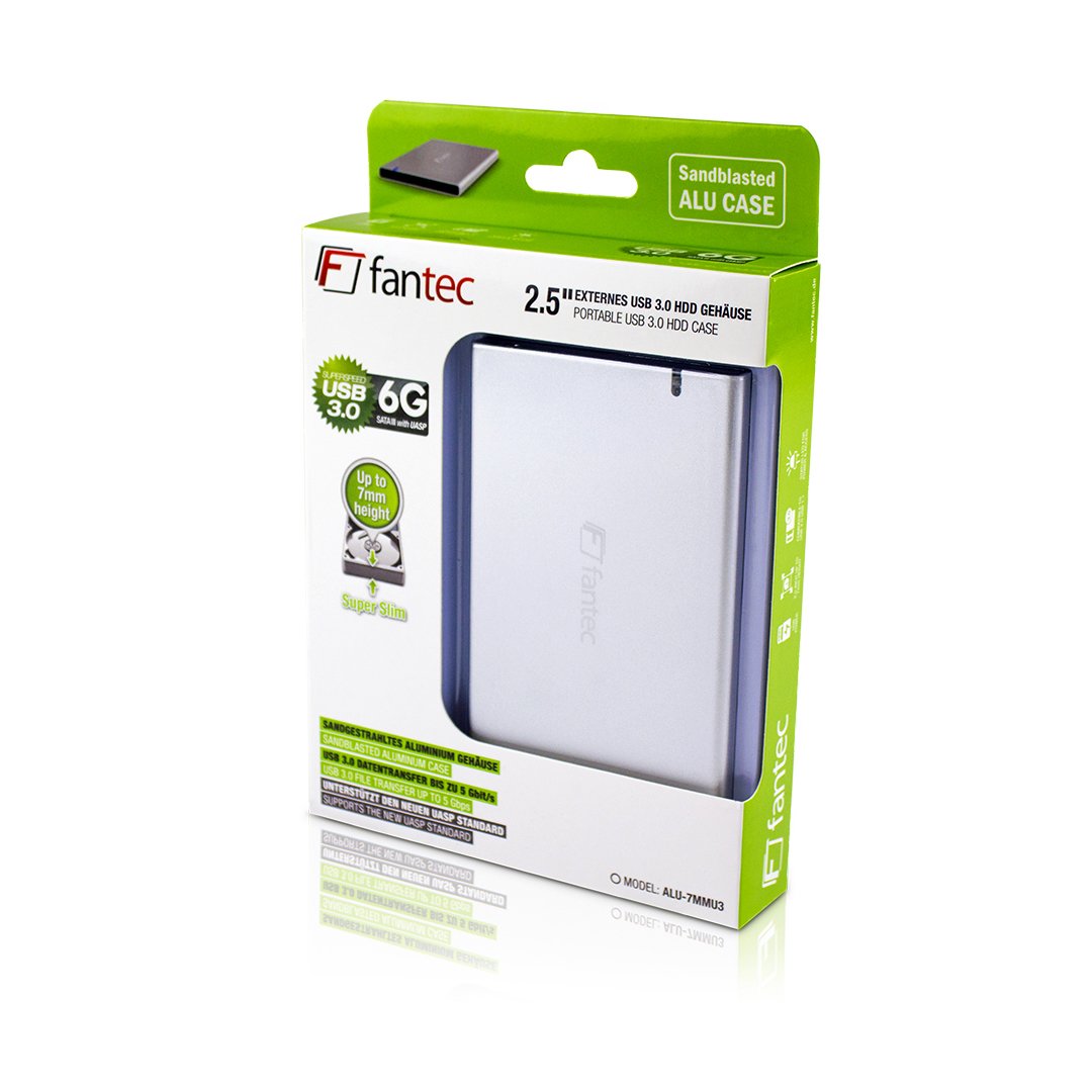 Fantec Alu7mmu3 Caja Hdd/Ssd 2,5", Usb 3.0, Aluminio, Sata, Plata