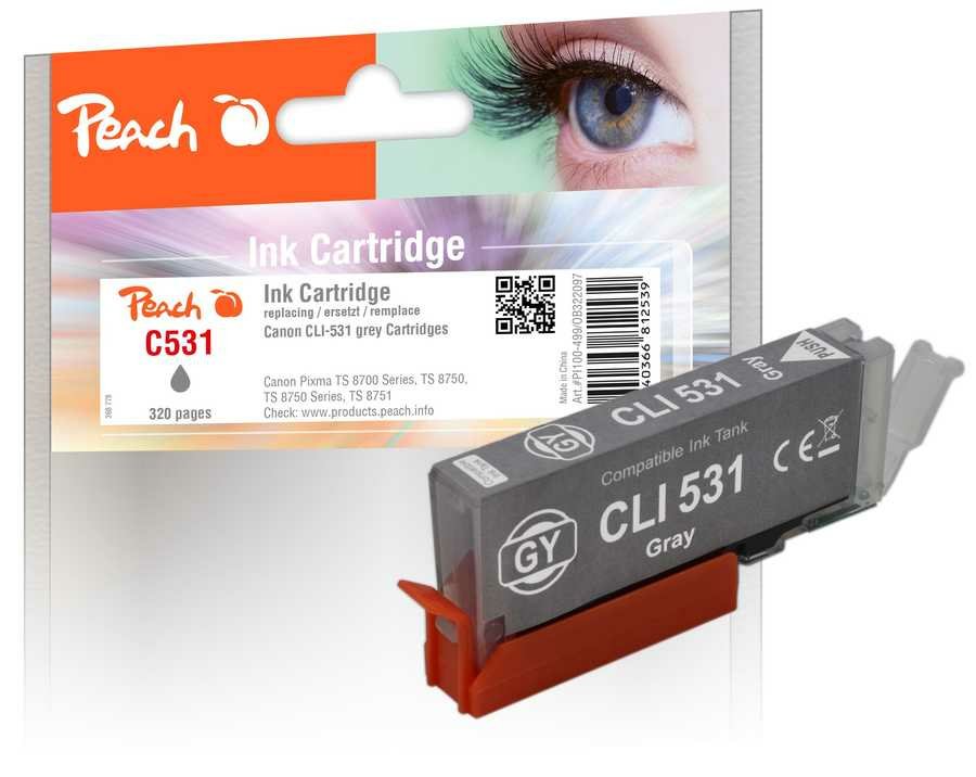 Peach Cartucho Canon Cli-531, 6119b001 Gris Compatible