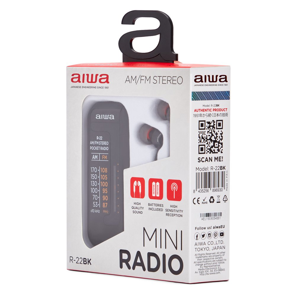 EAN 8435256896930 - Aiwa R-22BK radio Personal Analógica Negro imagen 7