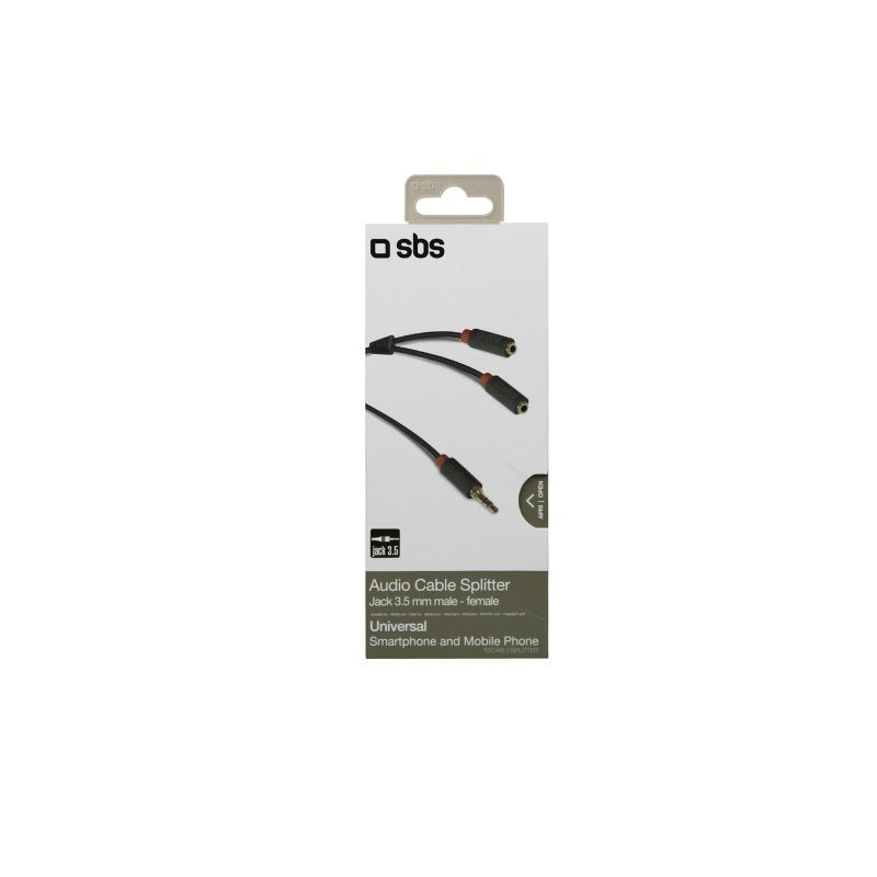 Sbs Tecablesplitter Cable De Audio 0,2 M 3,5mm 2 X 3.5mm Negro