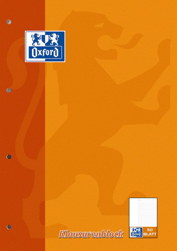 Oxford Klausurenblock Schule 5er Pack A4 Liniert