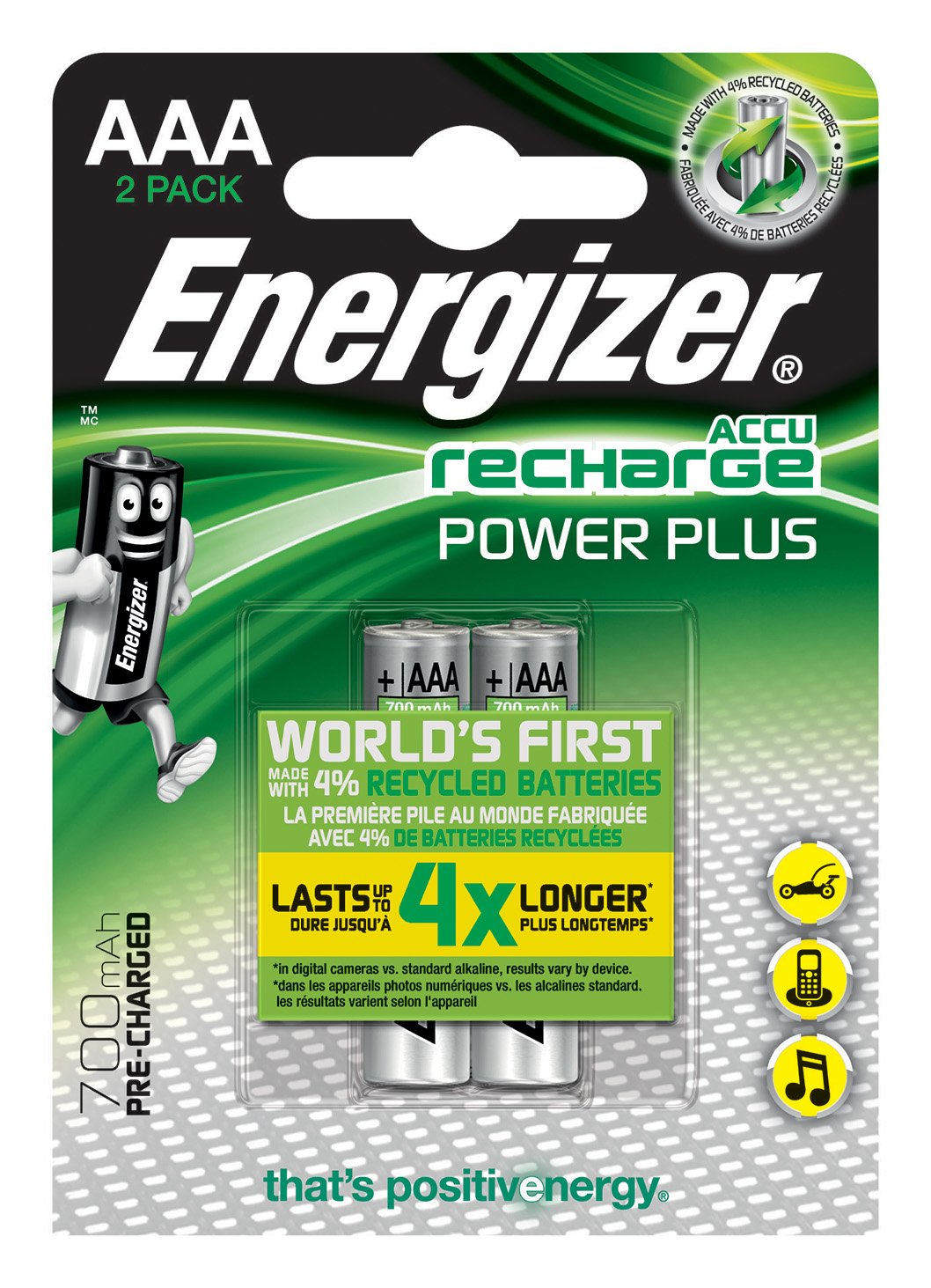 Energizer Power Plus Pilas Recargables 700mah Aaa Hr03 2 Unidades