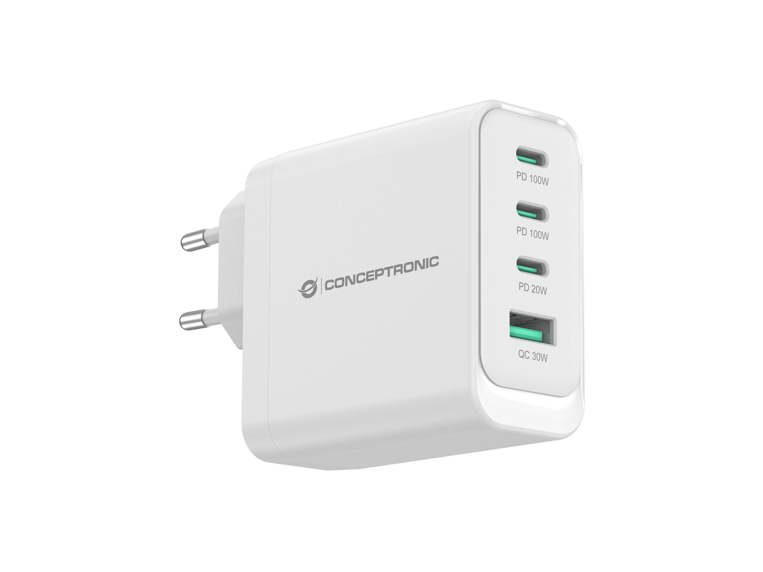 Cargador De Pared Quick Charge 3.0 Pd  Pps 3 Puertos Usb-C 1 Puerto Usb-A Conceptronic Althea 100w