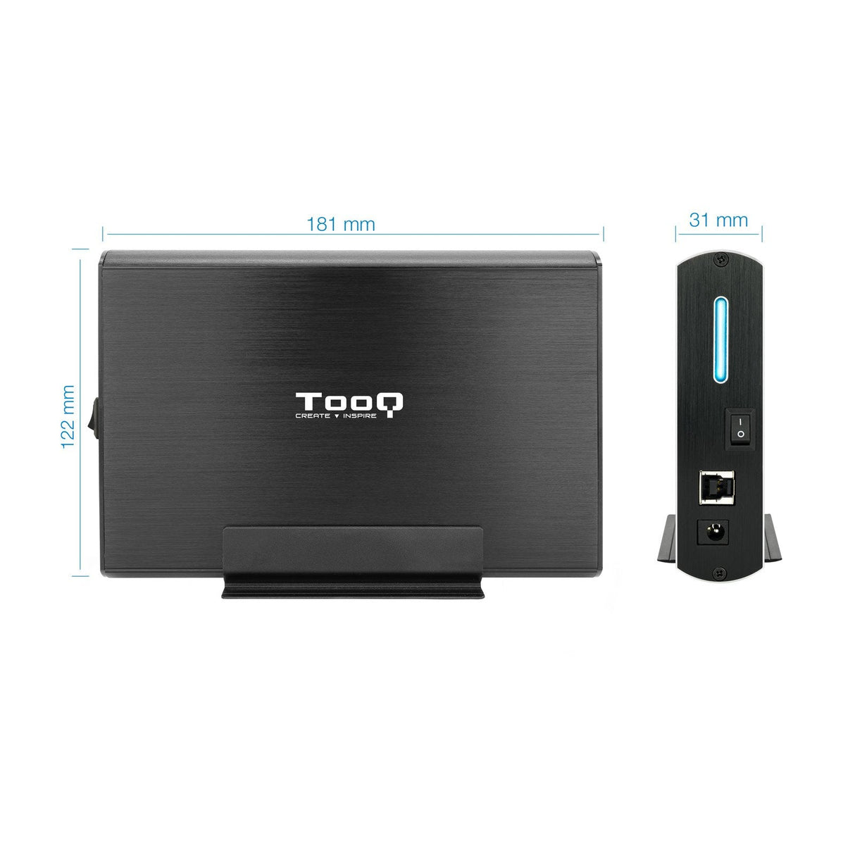 Tooq Carcasa Externa Hdd 3.5" Sata Usb 3.0/3.1 Gen1 Con Soporte - Negro