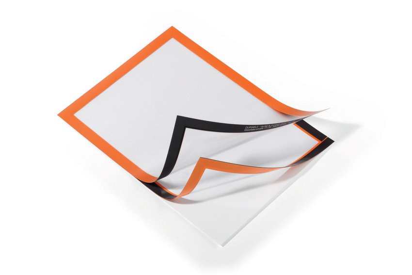 Marco Magnético Durable Duraframe A4 Grande, Pack De 10 Unidades, Naranja
