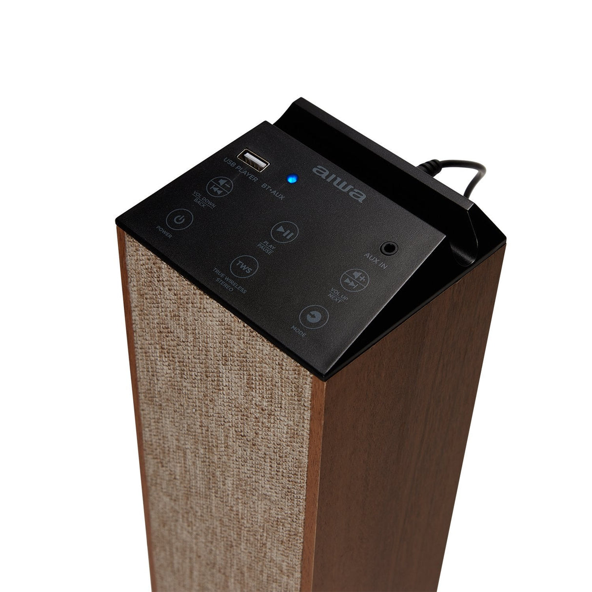 Altavoz Torre Aiwa Tsbt-270 Madera Bluetooth 5.0 Tws Salida 50w Rms Puerto Usb Y Jack 3.5mm