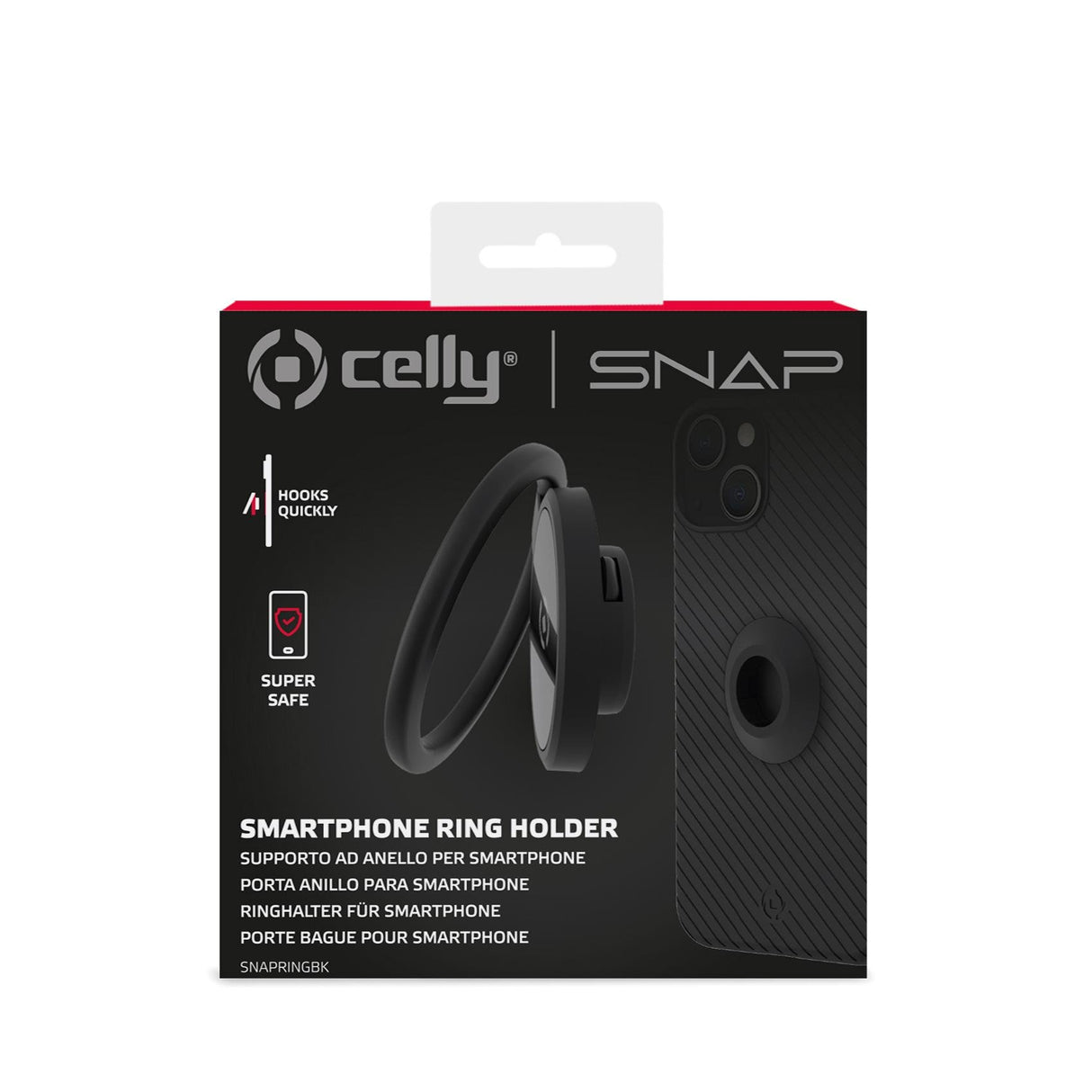 EAN 8021735196389 - Celly SnapRing Soporte activo para teléfono móvil Teléfono móvil/smartphone Negro imagen 4