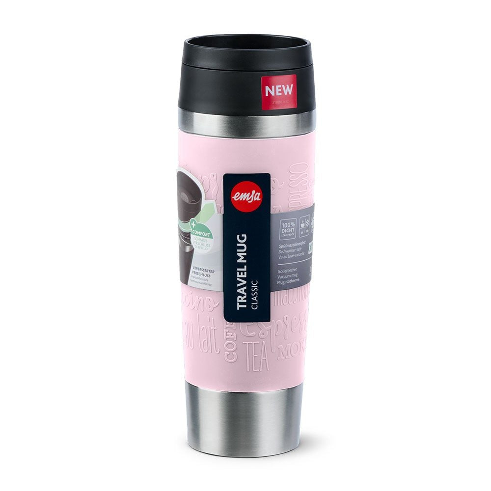 Emsa Travel Mug Taza Térmica Classic Grande Rosa Claro/Acero Inoxidable, 0,5 Litros N2022400