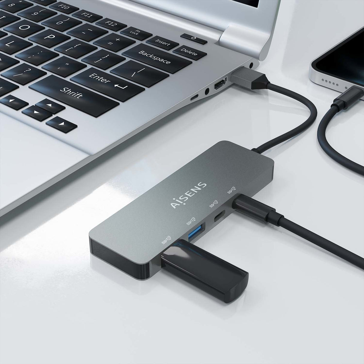 EAN 8436574708134 - AISENS A106-0696 hub de interfaz USB 3.2 Gen 2 (3.1 Gen 2) Type-A 10000 Mbit/s imagen 5
