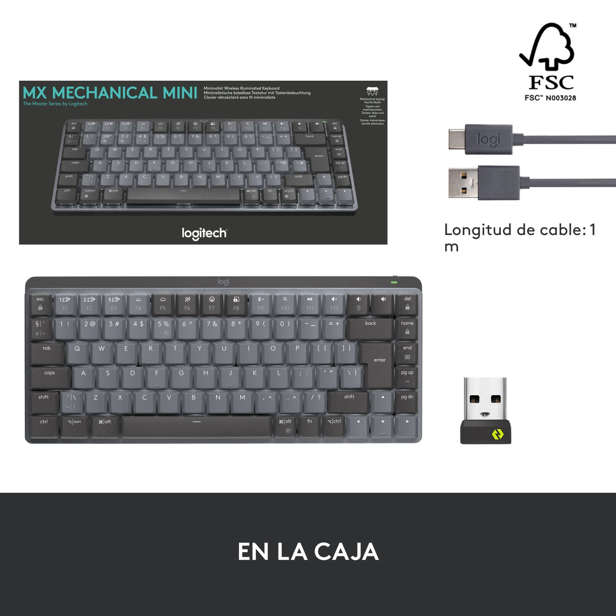 Logitech Mx Mini Mechanical Teclado Rf Wireless + Bluetooth Qwerty Internacional De Ee.Uu. Grafito, Gris