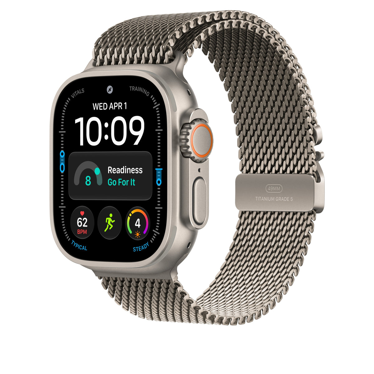49mm Natural Titanium Milanese