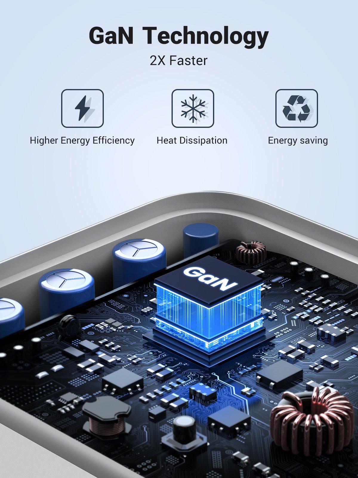 Cargador Rápido Ugreen Nexode Usb-A+2*Usb-C 65w Gan Tech Blanco