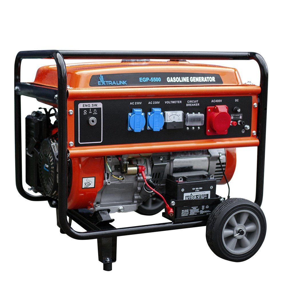 Extralink Ex.30356 Motor-Generador 5000 W 25 L Gasolina Negro, Naranja