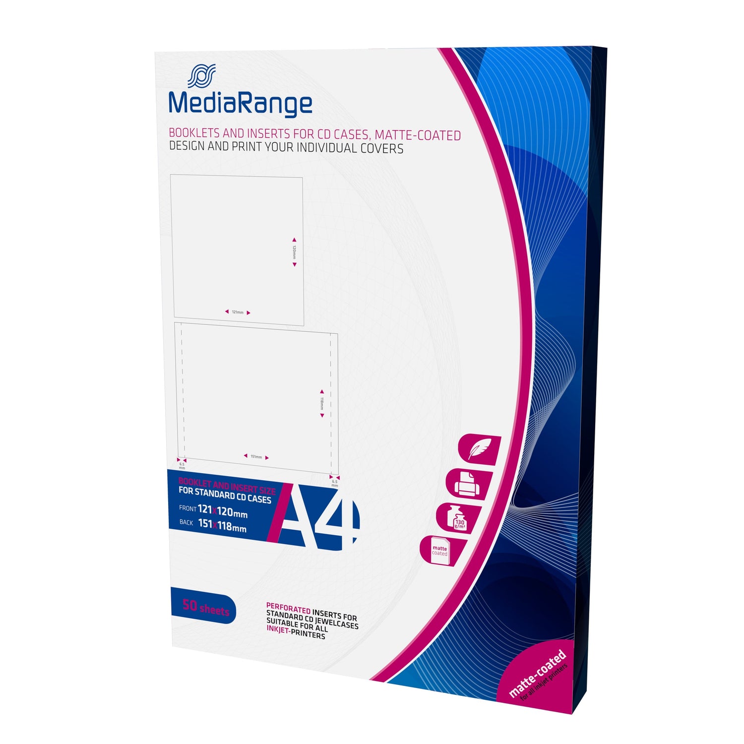 Mediarange Mrink120 Papel Para Impresora De Inyección De Tinta A4 (210x297 Mm) Mate Blanco