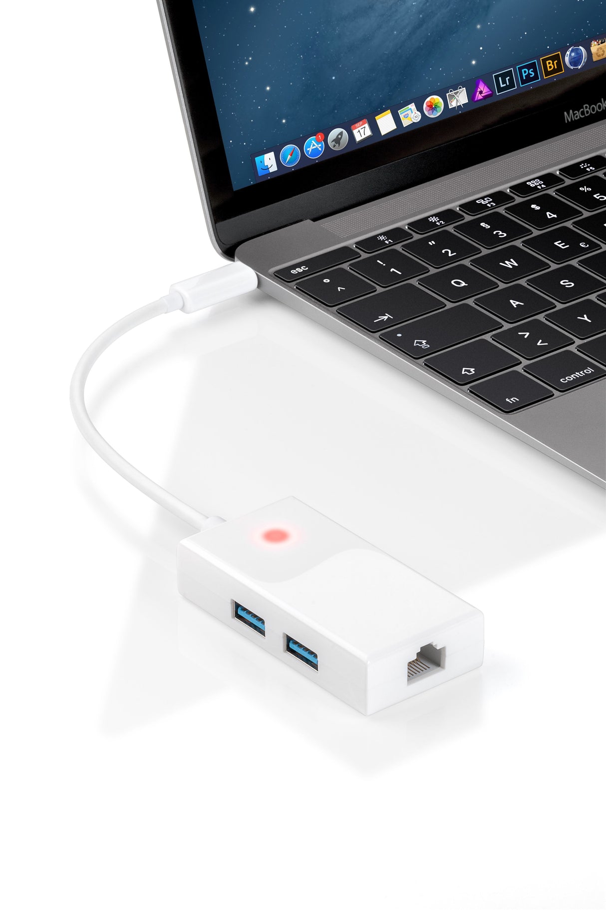 Adapter Usb 3.1 C->2xa+Rj45 S/B Usb C 3.1 > 2xusb A 3.0+Rj45