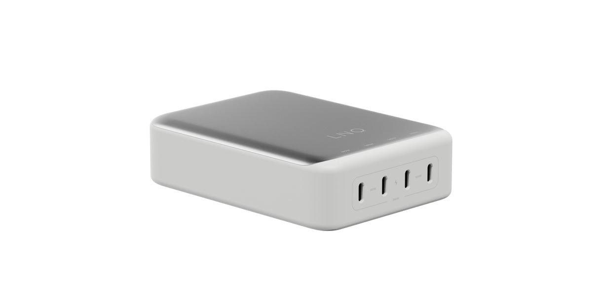 Cargador Escritorio 4xusb-C 240w Gan2 Plata Linq Hasta 240w/ 4xusb-C Pd/ 140w Máximo Por Puerto